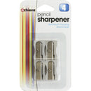 Officemate Metal Pencil Sharpener, 0.63" x 1" x 0.38", Metallic Silver, 4/Pack (OIC30218)