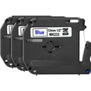 Brother Labeling Tape, Nonlaminated, 1/2" Size, 3/BD, Blue/White (BRTMK233BD)
