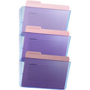 Officemate Blue Glacier™ Wall File, 3/Box - 15", x 13" x 4.1" Depth - Stackable - Transparent Blue - Plastic - 3 / Pack (OIC23220)
