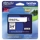 Brother TZe Standard Adhesive Laminated Labeling Tape, 0.7" x 26.2 ft, Black on White (BRTTZE241)