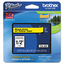 Brother TZe Standard Adhesive Laminated Labeling Tape, 0.47" x 26.2 ft, Black on Yellow (BRTTZE631)