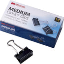 Officemate Binder Clips, Medium, 1 1/4" Wide, 5/8" Cap, Black/Silver (OIC99050)