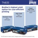 Brother TN835 Super High-Yield Toner, 5,000 Page-Yield, Black (BRTTN835)