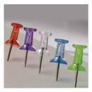 Officemate Push Pins, Assorted Plastic Head, 0.5" Pin, 200/Pack (OIC614312)