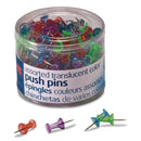 Officemate Push Pins, Assorted Plastic Head, 0.5" Pin, 200/Pack (OIC614312)