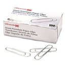 Officemate Premium Jumbo Paper Clips, Jumbo, Smooth, Silver, 100/Box, 10 Boxes/Pack (OIC816206)