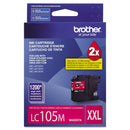 Brother LC105M Innobella Super High-Yield Ink, 1200 Page-Yield, Magenta (BRTLC105M)