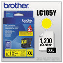 Brother LC105Y Innobella Super High-Yield Ink, 1200 Page-Yield, Yellow (BRTLC105Y)