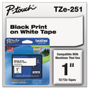 Brother TZe Standard Adhesive Laminated Labeling Tape, 0.94" x 26.2 ft, Black on White (BRTTZE251)