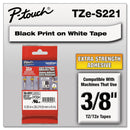 Brother TZe Extra-Strength Adhesive Laminated Labeling Tape, 0.35" x 26.2 ft, Black on White (BRTTZES221)