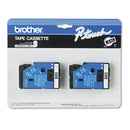 Brother TC Tape Cartridges for P-Touch Labelers, 0.35" x 25.2 ft, White on Black, 2/Pack (BRTTC34Z) (BRTTC34Z)