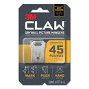 3M™ Claw Drywall Picture Hanger, Holds 45 lbs, 3 Hooks and 3 Spot Markers, Stainless Steel (MMM3PH45M3ES)