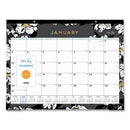 Blue Sky® Baccara Dark Desk Pad, Floral Artwork, 22 x 17, White/Black/Gold Sheets, Black Binding, 12-Month (Jan to Dec): 2025 (BLS110215)