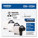 Brother Die-Cut Name Badge Labels, 2.3 x 3.4, White, 260/Roll, 3 Rolls/Pack (BRTDK12343PK)