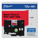 Brother TZe Standard Adhesive Laminated Labeling Tape, 1.4" x 26.2 ft, Black on Red (BRTTZE461CS)