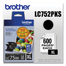 Brother LC752PKS Innobella High-Yield Ink, 600 Page-Yield, Black, 2/PK (BRTLC752PKS)