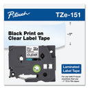 Brother TZe Standard Adhesive Laminated Labeling Tape, 0.94" x 26.2 ft, Black on Clear (BRTTZE151)