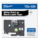 Brother TZe Standard Adhesive Laminated Labeling Tape, 0.47" x 26.2 ft, White on Black (BRTTZE335)