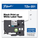 Brother TZe Standard Adhesive Laminated Labeling Tape, 0.94" x 26.2 ft, Black on White (BRTTZE251)