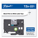 Brother TZe Standard Adhesive Laminated Labeling Tape, 0.35" x 26.2 ft, Black on White (BRTTZE221)