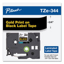 Brother TZe Standard Adhesive Laminated Labeling Tape, 0.7" x 26.2 ft, Gold on Black (BRTTZE344)