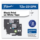 Brother TZe Standard Adhesive Laminated Labeling Tapes, 0.47" x 26.2 ft, Black on White, 2/Pack (BRTTZE2312PK)