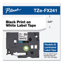 Brother TZe Flexible Tape Cartridge for P-Touch Labelers, 0.7" x 26.2 ft, Black on White (35667J)