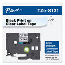 Brother TZe Extra-Strength Adhesive Laminated Labeling Tape, 0.47" x 26.2 ft, Black on Clear (BRTTZES131)