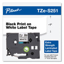 Brother TZe Extra-Strength Adhesive Laminated Labeling Tape, 0.94" x 26.2 ft, Black on White (BRTTZES251)