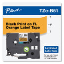 Brother TZ Standard Adhesive Laminated Labeling Tape, 1" x 16.4 ft, Black on Fluorescent Orange (407967)