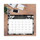 Blue Sky® Baccara Dark Desk Pad, Floral Artwork, 22 x 17, White/Black/Gold Sheets, Black Binding, 12-Month (Jan to Dec): 2025 (BLS110215)