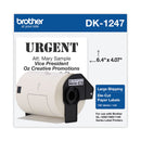 Brother DK1247 Label Tape, 4.07" x 6.4", Black on White, 180/Roll (BRTDK1247)
