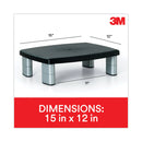 3M™ Adjustable Height Monitor Stand, 15 x 12 x 2.63 to 5.88, Black/Silver (MMMMS80B)