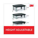 3M™ Adjustable Height Monitor Stand, 15 x 12 x 2.63 to 5.88, Black/Silver (MMMMS80B)
