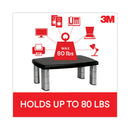 3M™ Adjustable Height Monitor Stand, 15 x 12 x 2.63 to 5.88, Black/Silver (MMMMS80B)