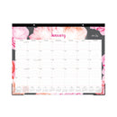 Blue Sky® Joselyn Desk Pad, Rose Artwork, 22 x 17, White/Pink/Peach Sheets, Black Binding, Clear Corners, 12-Month (Jan to Dec): 2025 (BLS102714)