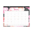 Blue Sky® Joselyn Desk Pad, Rose Artwork, 22 x 17, White/Pink/Peach Sheets, Black Binding, Clear Corners, 12-Month (Jan to Dec): 2025 (BLS102714)