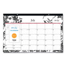 Blue Sky® Analeis Academic Year Desk Pad Calendar, Floral Artwork, 17 x 11, White/Black/Coral Sheets, 12-Month (July-June): 2024-2025 (BLS130617)