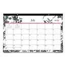 Blue Sky® Analeis Academic Year Desk Pad Calendar, Floral Artwork, 17 x 11, White/Black/Coral Sheets, 12-Month (July-June): 2024-2025 (BLS130617)