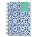 Blue Sky® Day Designer Tile Weekly/Monthly Planner, Geometric Artwork, 8 x 5, Blue/White Cover, 12-Month (Jan to Dec): 2025 (BLS101410)