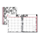 Blue Sky® Analeis Monthly Planner, Floral Artwork, 10 x 8, White/Black/Coral Cover, 12-Month (Jan to Dec): 2025 (BLS100004)
