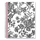 Blue Sky® Analeis Monthly Planner, Floral Artwork, 10 x 8, White/Black/Coral Cover, 12-Month (Jan to Dec): 2025 (BLS100004)