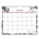 Blue Sky® Analeis Wall Calendar, Floral Artwork, 11 x 8.75, White/Black/Coral Sheets, 12-Month (Jan to Dec): 2025 (BLS100028)