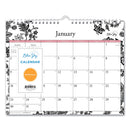 Blue Sky® Analeis Wall Calendar, Floral Artwork, 11 x 8.75, White/Black/Coral Sheets, 12-Month (Jan to Dec): 2025 (BLS100028)