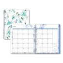 Blue Sky® Lindley Monthly Planner, Floral Artwork, 10 x 8, White/Blue/Green Cover, 12-Month (Jan to Dec): 2025 (BLS101582)