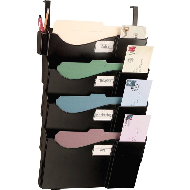 Officemate Grande Central Cubicle Filing System, Four Pockets, 16 5/8 x 5 x 27 1/2, Black (OIC21728)