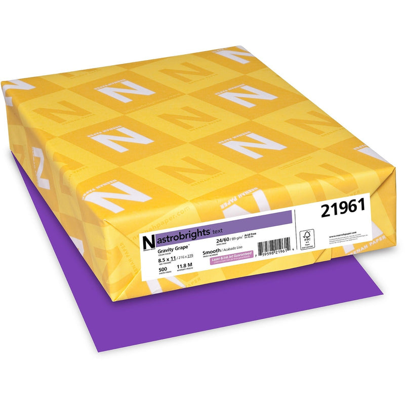 Astrobrights® Color Paper, 24 lb, 8.5 x 11, Gravity Grape, 500/Ream (WAU21961)