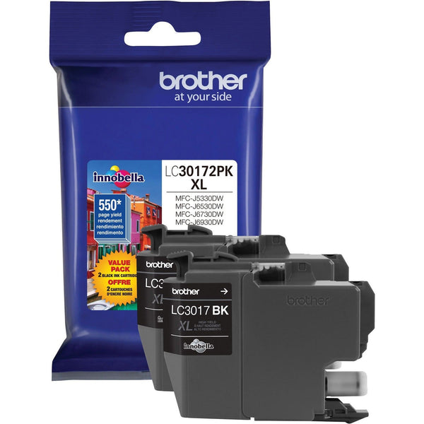 Brother HY Ink Cartridge, 550 Page YIeld, 2/PK, Black (BRTLC30172PK) (BRTLC30172PK)
