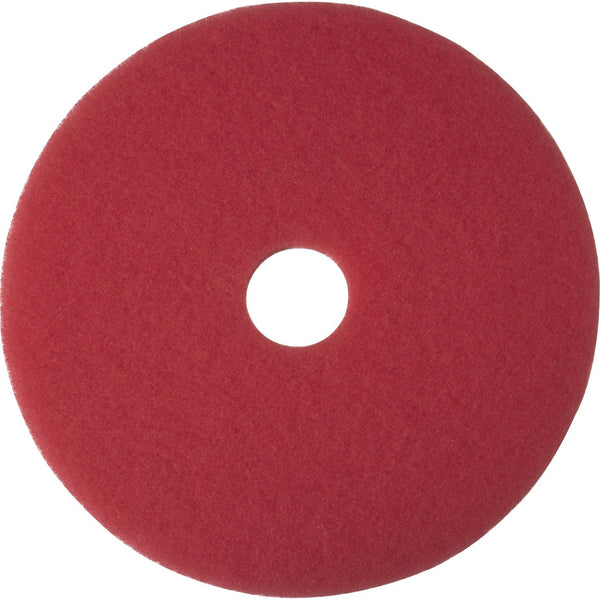 3M™ Cleaning Pad, 5/Case, Round x 14" Diameter, Buffing, Floor, Marble Floor, 175 rpm to 600 rpm Speed Supported, Scuff Mark Remover, Polyester, Red (MMM5100N14)