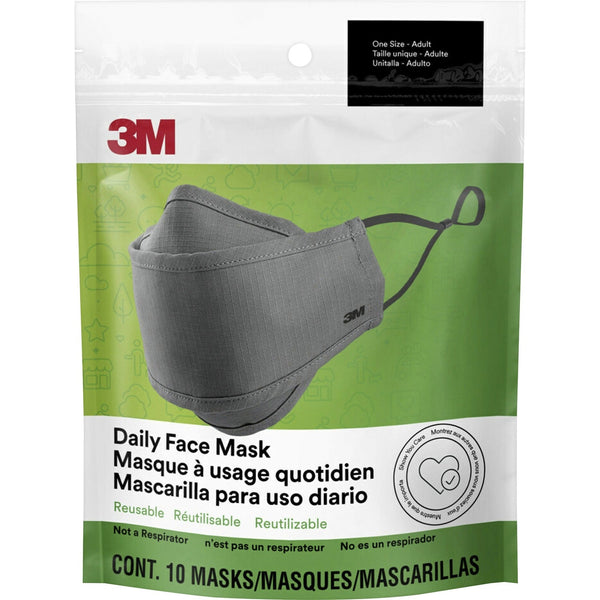 3M™ Daily Face Masks, 2-ply, Gray, 10/Pack (MMMRFM10010)
